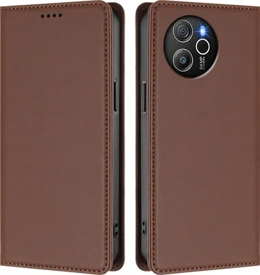 Image de Étui en cuir pour Blackview Shark 8 / Oscal Tiger 12, étui à rabat magnétique en cuirPolyuréthaneavec support, marron