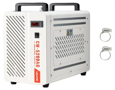 Obrázok produktu pre VEVOR priemyselný vodný chladič 1,6 kW, vodný chladiaci systém s kompresorom, 7-litrová nádrž, max. prietok 13 l/min, priemyselný vodný chladič pre CO2 laserové gravírovacie a rezacie stroje
