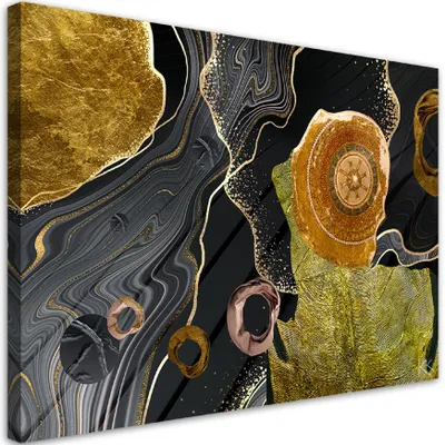 Produktbild von Leinwandbild Marmorierte Textur Abstraktion 60x40 Feeby Gold bild für die wand bereit zum aufhängen