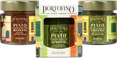 Image de Portofino Fine Food - Pesto Genovese, rouge et truffe au basilic Genovese AOP - 3 x 100g