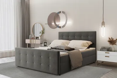 Zdjęcie produktu dla Łóżko kontynentalne AMOR z materacem 180x200 tkanina Soro ciemnobrązowy