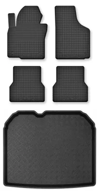Image de Tapis en caoutchouc + bac de coffre pour Audi Q3 I 8U 2011-2018 – 5 pièces, noirs, semi-universel, adapté