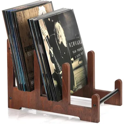 Produktbild von Vintage Schallplattenständer aus Holz – LP Regal für Tisch & Deko