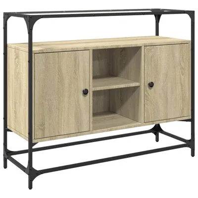 Obrázok produktu pre Komoda sklenená doska dub sonoma 98x35x81 cm kompozitné drevo