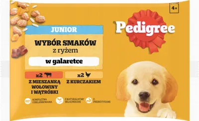 Immagine prodotto di Pedigree Karma dla szczeniąt Junior z kurczakiem i wołowiną 4 x 100 g