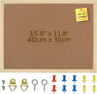 Produktbild von Kork 30x40, Pinnwand Kork Klein, Pinwand Korktafel - Befestigungsmaterial und Druckstifte im Lieferumfang Enthalten, Holzrahmen