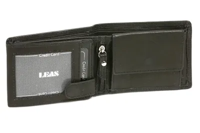 Produktbild von LEAS Damen und Herren Klassische Miniriegelbörse Mini Scheintasche mit Klappe und Riegel im Querformat Echt-Leder, schwarz
