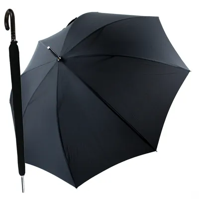 Produktbild von Gastrock Regenschirm – Griff aus Akazienholz – Durchmesser 108 cm – Länge 92 cm – Haken-Griff – Bespannung aus Polyester – 8 Streben – Schwarz