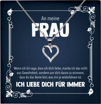 Produktbild von 22Feels Echt Silber Halskette - An Meine Verlobte - Geschenk Frauen Schmuck Set Verlobung Valentinstag Geburtstag Weihnachten - Herz Anhänger, Karte