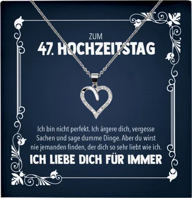 Produktbild von 22Feels Ehefrau zum 47. Hochzeitstag Geschenk Ich Liebe Dich Frauen Herz Halskette Damen Collier mit 23 Zirkonia Steinen (Damen Silber 925/000 Schmuck)