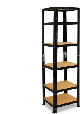 Image de shelfplaza BLACK 200x50x50 cm Étagère charges lourde en noir avec 6 étagères et une capacité de charge de 145 kg par étagère