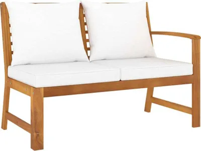 Produktbild von Gartenbank 114,5 cm mit Creme Kissen Massivholz Akazie