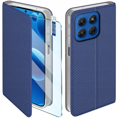 Zdjęcie produktu dla Etui Z Klapką Do Motorola G37 Zamykane Granatowe Futerał + Szkło 9H