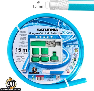 Produktbild von Torsionsfreier gestrickter Schlauch Blau Ø 15 mm. Rolle 15 Meter mit Zubehör