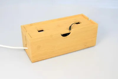 Bambus Kabelmanagement-Box mit Deckel, 333x120x140 mm