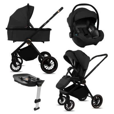 Zdjęcie produktu dla BabyLux® Wózek Dziecięcy 4w1 CASTOR Spacerówka Gondola Lekki Składany Zestaw, Fotelik Samochodowy I-Size, Baza do Auta, 4 Pozycje, Torba, Akcesoria