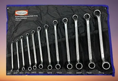 Produktbild von Doppel Ringschlüsselm Satz Gekröpft, 12-tlg.