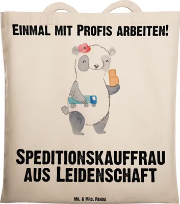 Produktbild von Mr. & Mrs. Panda Stoffbeutel Speditionskauffrau Leidenschaft - Transparent - Geschenk, Jutebeutel, Tasche, Uni, Tote Bag, studententasche, Schultasche