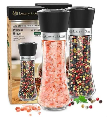 Produktbild von Famanu Pepermühle und Salzmühle Set - Hochwertiges Material - Nachfüllbar - 180 ml