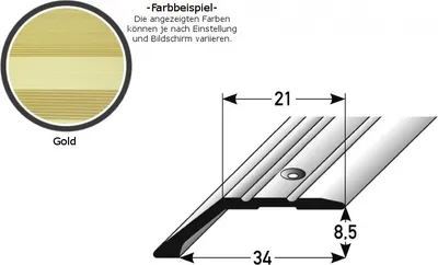 Produktbild von Abschlussprofil / Abschlussleiste Laminat "Huntsville", Einfasshöhe: 8.5 mm / 15.5 mm, Aluminium eloxiert, gebohrt / selbstklebend-goldfarbig-2700-gebohrt-8.5