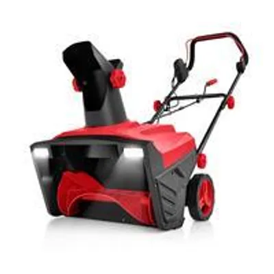Produktbild von GOPLUS Elektrische Schneefräse mit LED-Scheinwerfern, 180° drehbarem Auswurfkanal, 50 cm Arbeitsbreite, 25 cm Arbeitshöhe, 9 m Auswurfweite, Rot