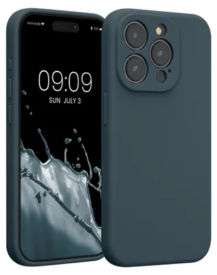 Produktbild von kwmobile Hülle kompatibel mit Apple iPhone 15 Pro - Hülle Silikon gummiert - Handyhülle - Handy Case in Dunkler Schiefer
