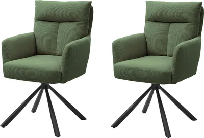 Produktbild von Armlehnstuhl >Sofia< (2er Set) in grün, Cordbezug - 60x93x67cm (BxHxT)