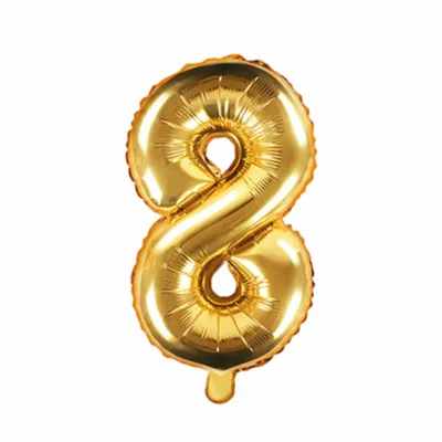 Produktbild von Folienballon Zahl "8" 35cm gold Metall 1 Stk.