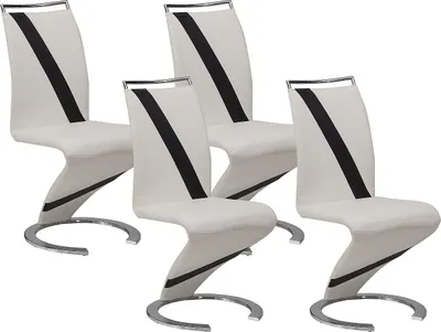Produktbild von 4er Set TWIZY Stühle - Lederähnliches Material schwarz + weiß