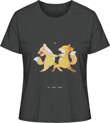Produktbild von Mr. & Mrs. Panda Basic Shirt Damen Füchse Salsa tanzen Größe S - Anthrazit - Geschenk, Mit Spruch, Oberteil, Baumwoll T-Shirt, Sommershirt, Tanzkurs, Kurzarmshirt