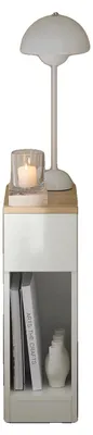 Obrázek produktu pro Noční stolek, minimalistický design, úložný prostor, bílá a přírodní barva