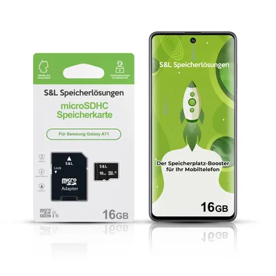 Produktbild von microSD Speicherkarte S&L für Samsung Galaxy A71 - Speicherkapazität: 16 GB