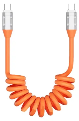 Produktbild von INF 240W USB-C auf USB-C Spiralkabel 100cm PolyurethanZinkstecker für Reise