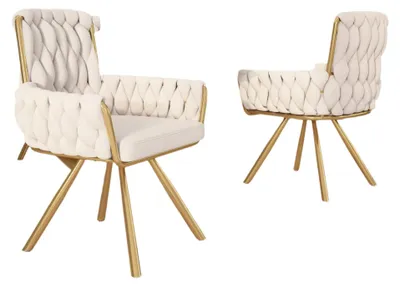 Produktbild von Drehbare Esszimmerstühle – Set aus 2 – Samtstühle – Bequeme Stühle – Sessel
