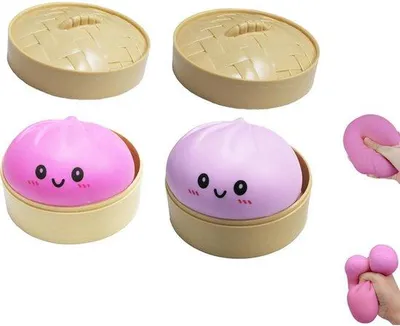 Obrázok produktu pre Antistresová stlačovačka – 2 ks – Fidget Squishy – Mäkká, pružná antistresová loptička – Ružová, fialová