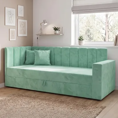 Produktbild von Einzelbett mit Bettkasten und Federkern Sovaro PRO PLUS 90x200 cm Mintgrün