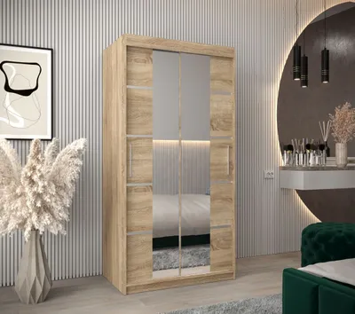 Obrázek produktu pro Skříň se zrcadly VIVIEN - šířka 100 cm, dub sonoma