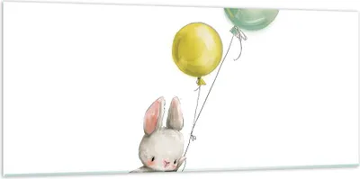 Produktbild von Bilder auf glas - Einteilig - Häschen Luftballons Kinder - 120x50cm - Glasbilder - Wandbilder - Bilder - Wanddekoration aus Glas - Glas Bilder - Wandbild auf Glas - GAB120x50-4731