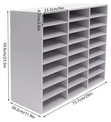 Image de Organisateur de bureau pour documents - Classeur avec 24 compartiments, format 3x8 - Trieur de documents en PVC - Rangement pour courrier et papiers - Blanc