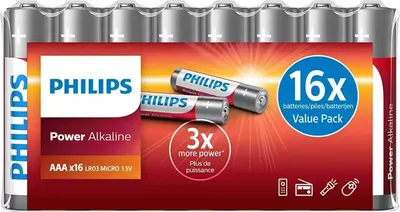 Produktbild von 1x16 Philips Power Alkaline AAA Batterie Vorteilspack
