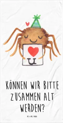 Produktbild von Mr. & Mrs. Panda Handtuch Spinne Agathe Brief - Weiß - Geschenk, Großes Badehandtuch, Ich Liebe Dich, Verliebt, Duschtuch, Liebesbeweis, Strandtuch, Heiratsantrag