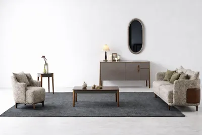 Zdjęcie produktu dla Elegancki zestaw do salonu składający się z sofy i fotela o nowoczesnym kształcie