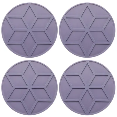 Produktbild von Silikon Untersetzer - Hitzebeständig - Für Gläser und Tassen - 4 Stück - 10 cm - Lila