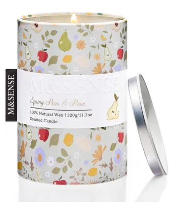 Image de Bougie parfumée "Poire printanière et rose", 320g, durée de combustion de 70 heures, cire de soja, sans substances nocives
