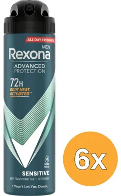 Obrázok produktu pre 6 kusov deodorantu Rexona Men – Advanced Protection Sensitive, 150 ml