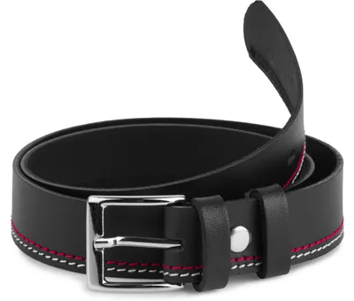 Produktbild von Ladeheid Kinder Gürtel Ledergürtel K1D5 (Schwarz/Rot/Weiß, 55 cm (Gesamtlänge 74 cm))