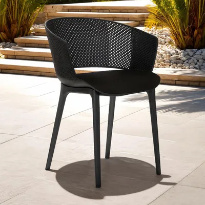 Produktbild von Gartenstuhl OLINDO 4er Set, schwarz - In- & Outdoor Stühle aus Kunststoff, UV-Beständig und robust, Schalenstühle für Balkon, Terrasse oder Esszimmer