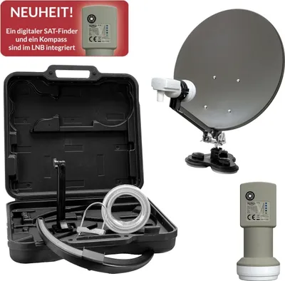 Produktbild von XORO MCA 38 Camping Sat-Anlage Set 38cm Satelliten-Antenne, LNB mit SAT-Finder, 10m Kabel, Koffer