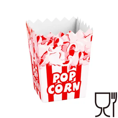 Imagen del producto de Cajas de cartón para palomitas, tamaño 7x11,5x9 cm, capacidad 0,5 litros, paquete de 100 unidades.