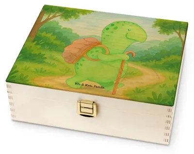 Produktbild von Mr. & Mrs. Panda Tee Box Schildkröte Wanderer Design - Weiß - Geschenk, Teebeutel Aufbewahrung, Beutel Halter, Teebehälter, Schildkröten, Entpannt, holz, für, Teebox